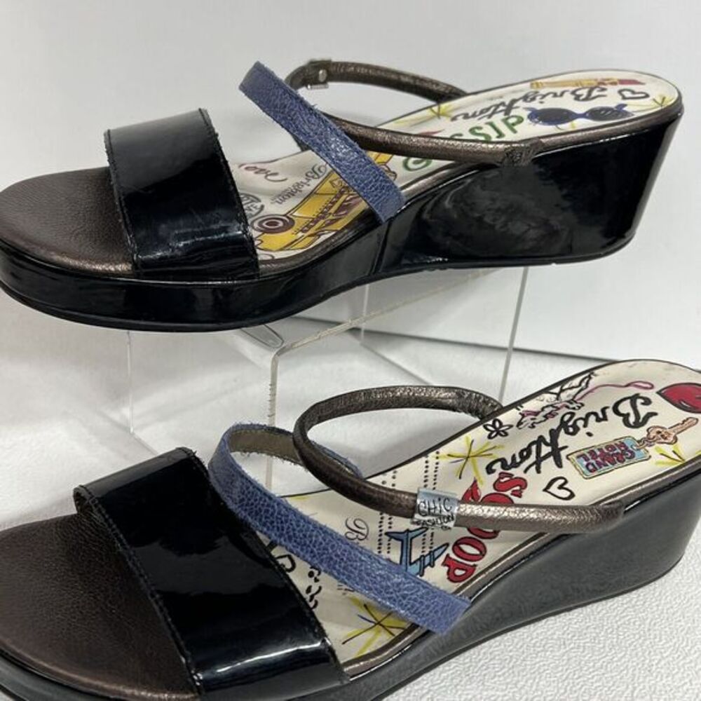 Brighton Shoes Women Size‎ 7 Fashionista Harper Graphic Slide Wedge Strap Sandal